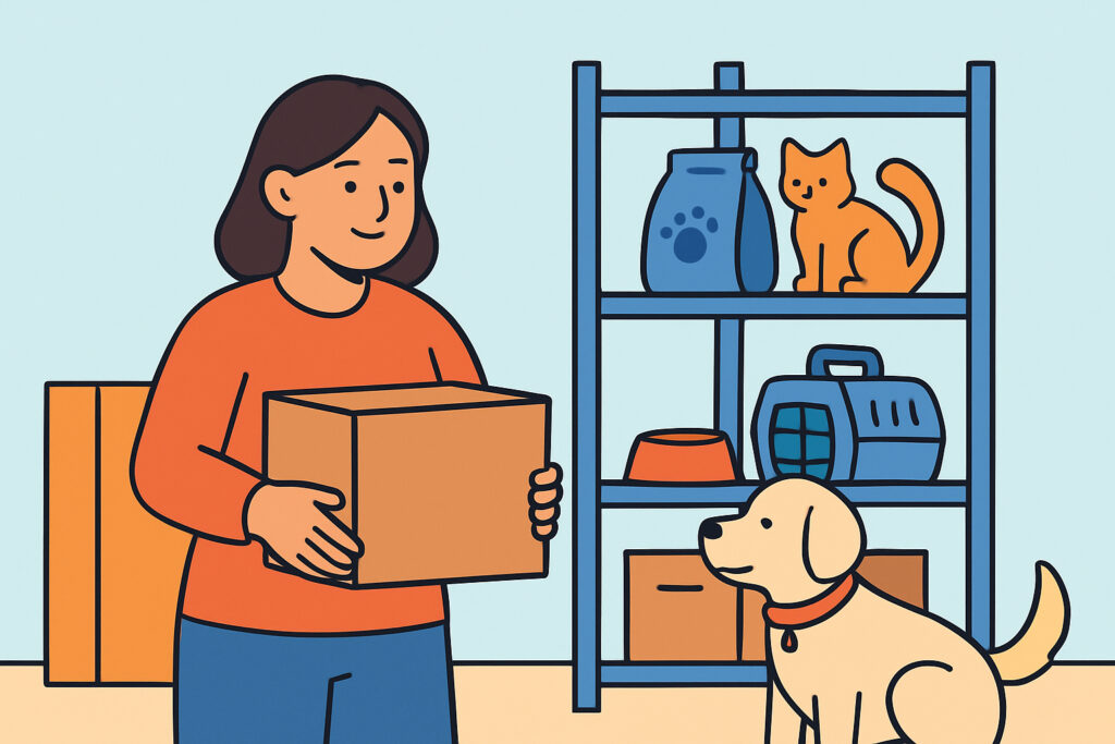 Koiran ja kissan tarvikkeiden varastointi käytännössä