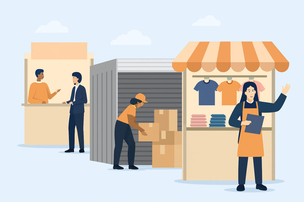 Pop-up-myymälöiden ja messujen varastointitarpeet