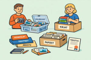 Valokuvien, kirjojen ja paperitavaroiden varastointi